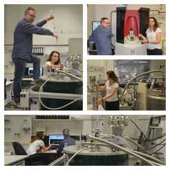 Derya Demirbas and Andreas Göbels in the spectroscopy lab of the Neese department.