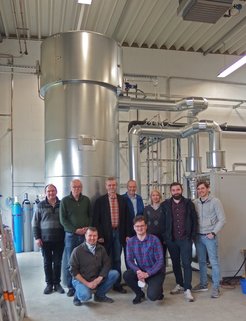 HyHeatStore project team in front of the heat storage unit in Herten, Germany.(not in the picture, Dr. Drew Sheppard, Fei Wang).